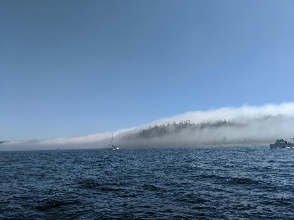 As the wind began to blow the fog off, it was fascinating to watch it deflect around the hills.